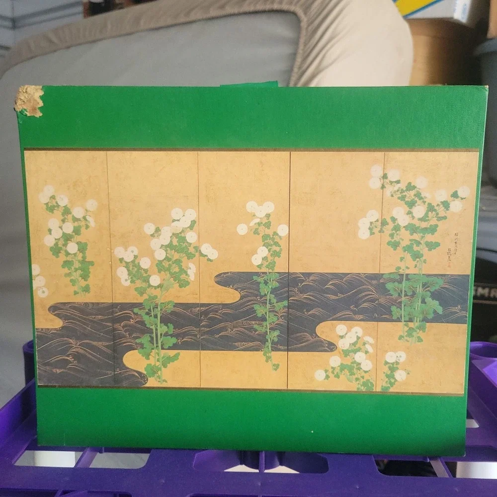 Chrysanthemums By A Stream Vintage File Folder Box Holder Vintage Oriental
